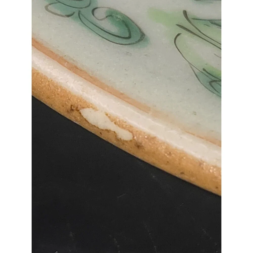 Antique Chinese Celadon Canton Famille Rose Plate 7
